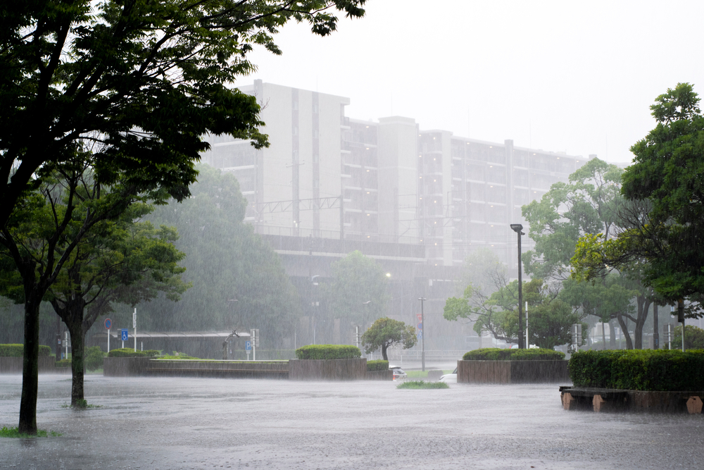 記録的大雨で逆流