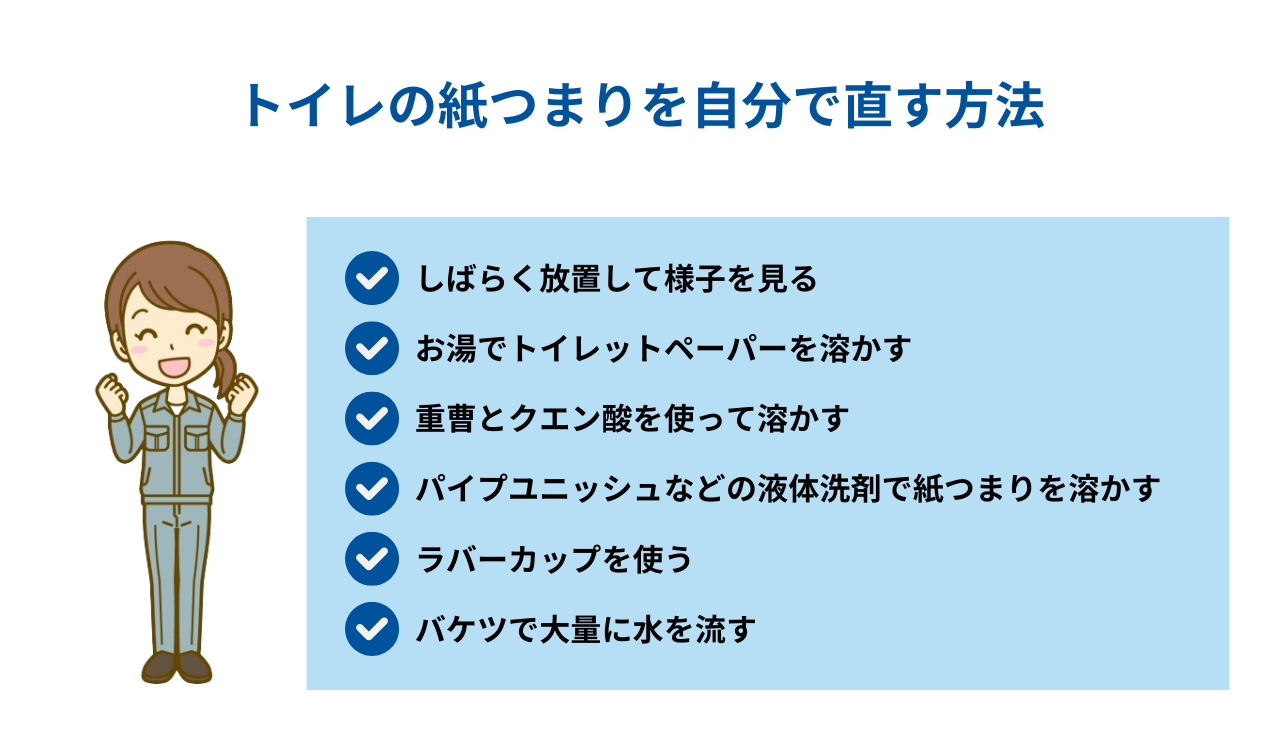 トイレの紙つまりを自分で直す方法