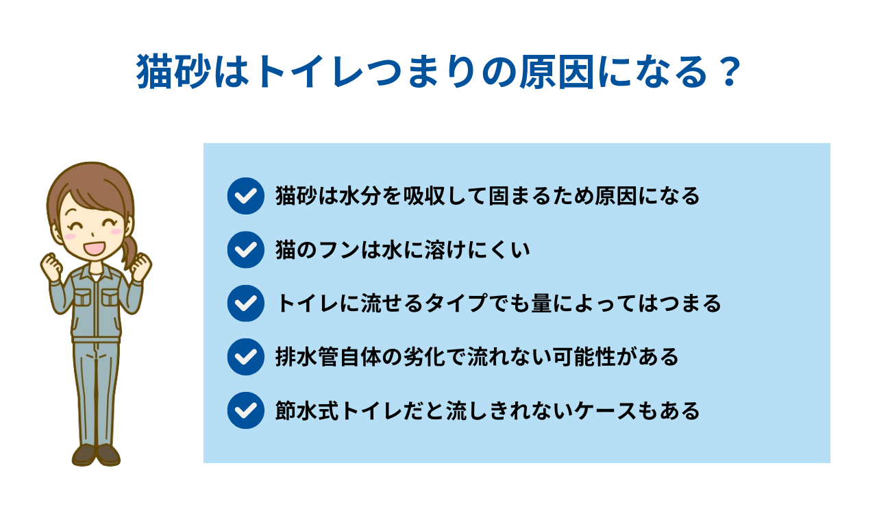 猫砂はトイレつまりの原因になる？