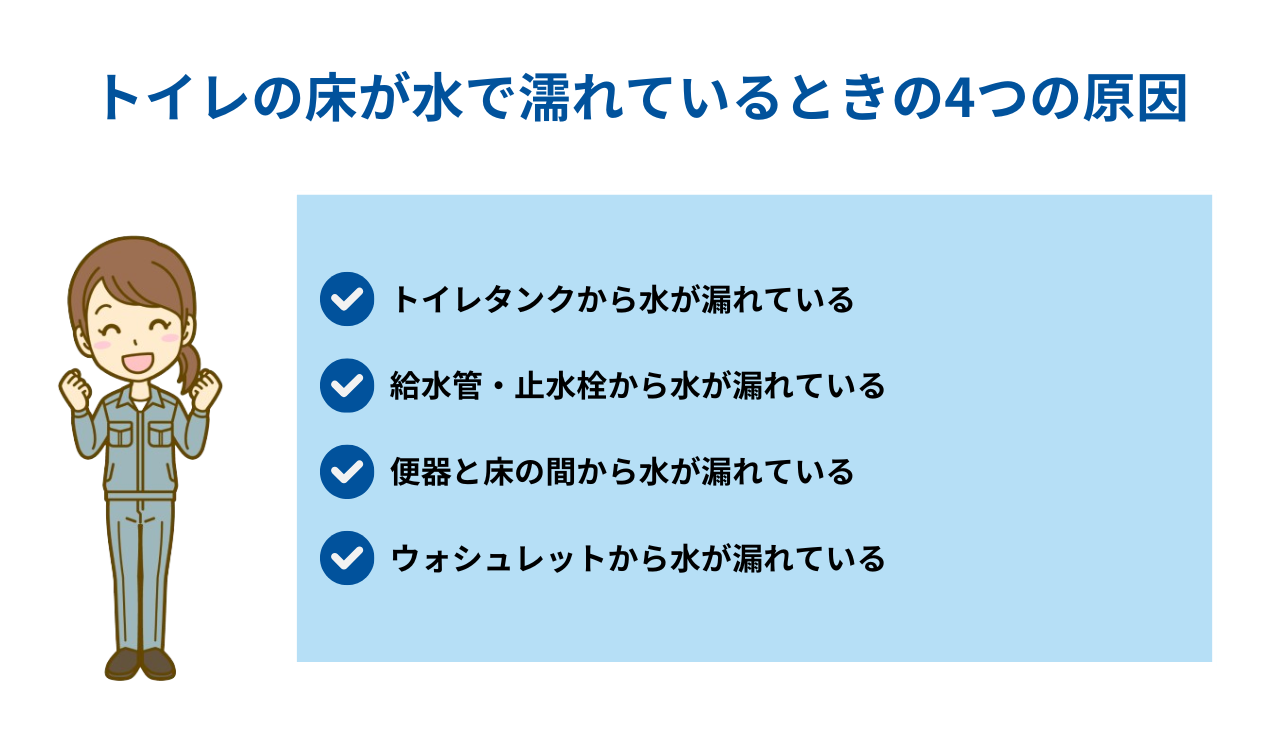 トイレの床が水で濡れているときの4つの原因