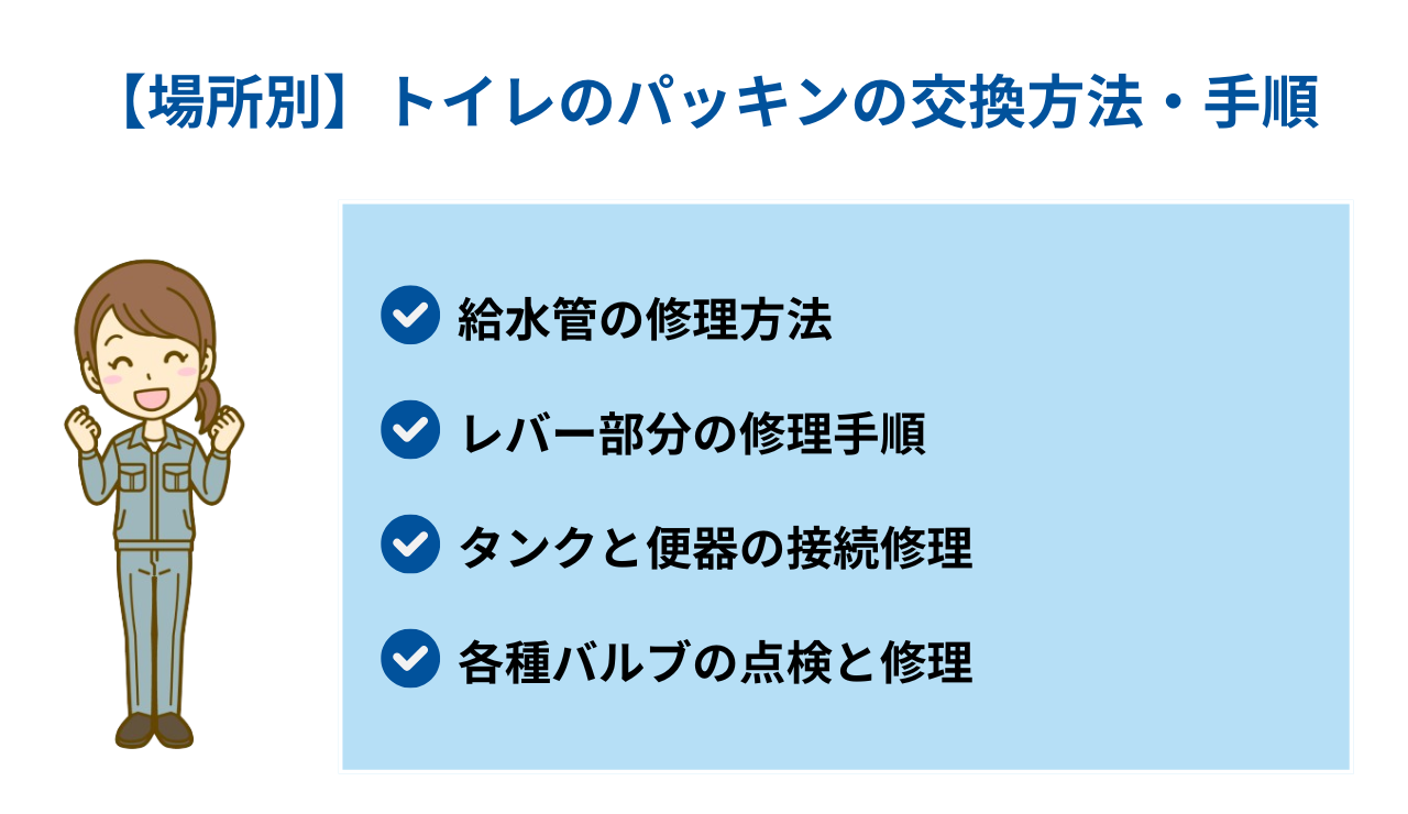 【場所別】トイレのパッキンの交換方法・手順