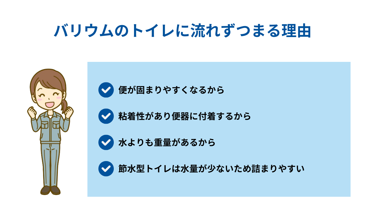 バリウムのトイレに流れずつまる理由