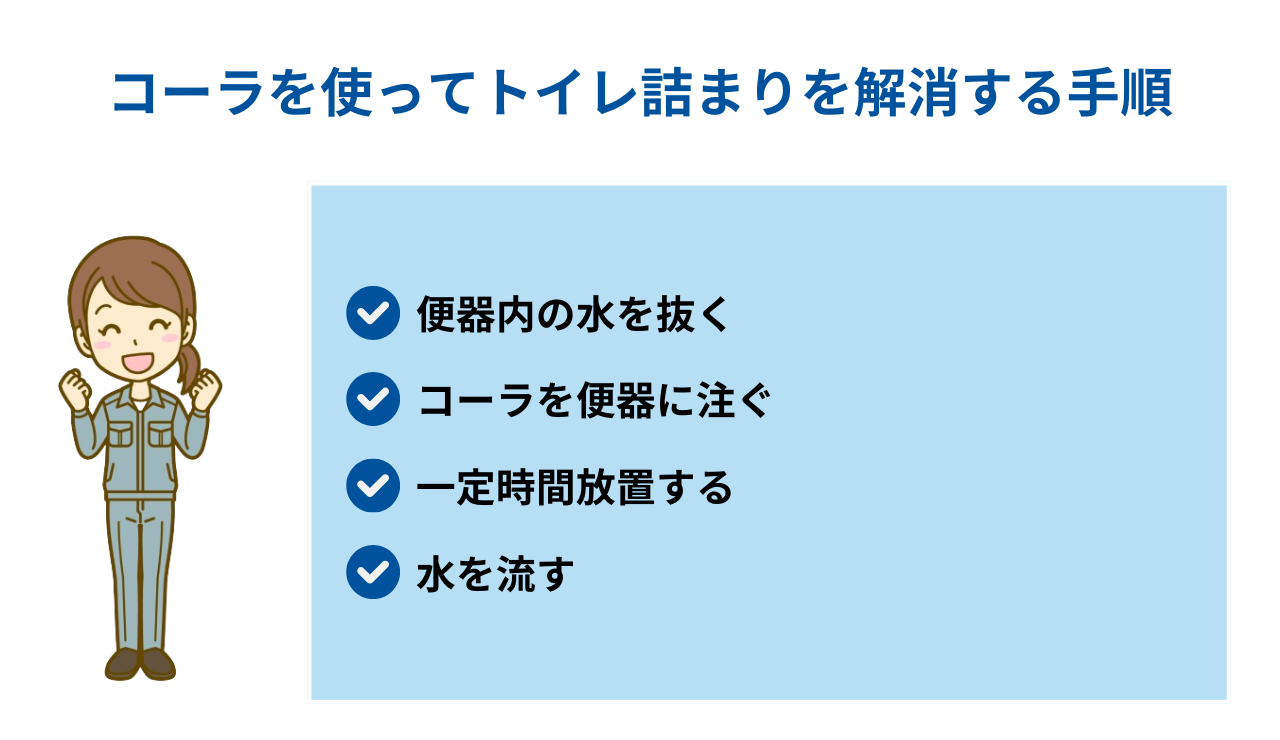 コーラを使ってトイレ詰まりを解消する手順