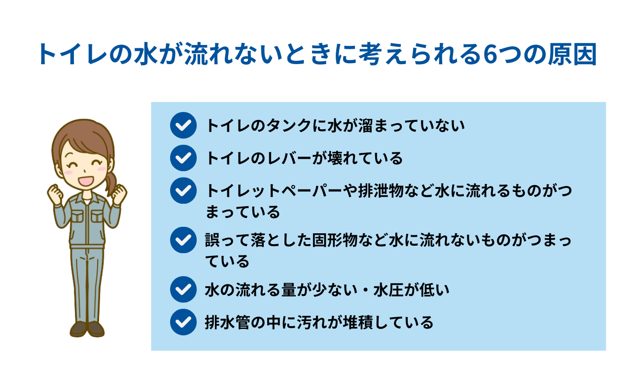 トイレの水が流れないときに考えられる6つの原因