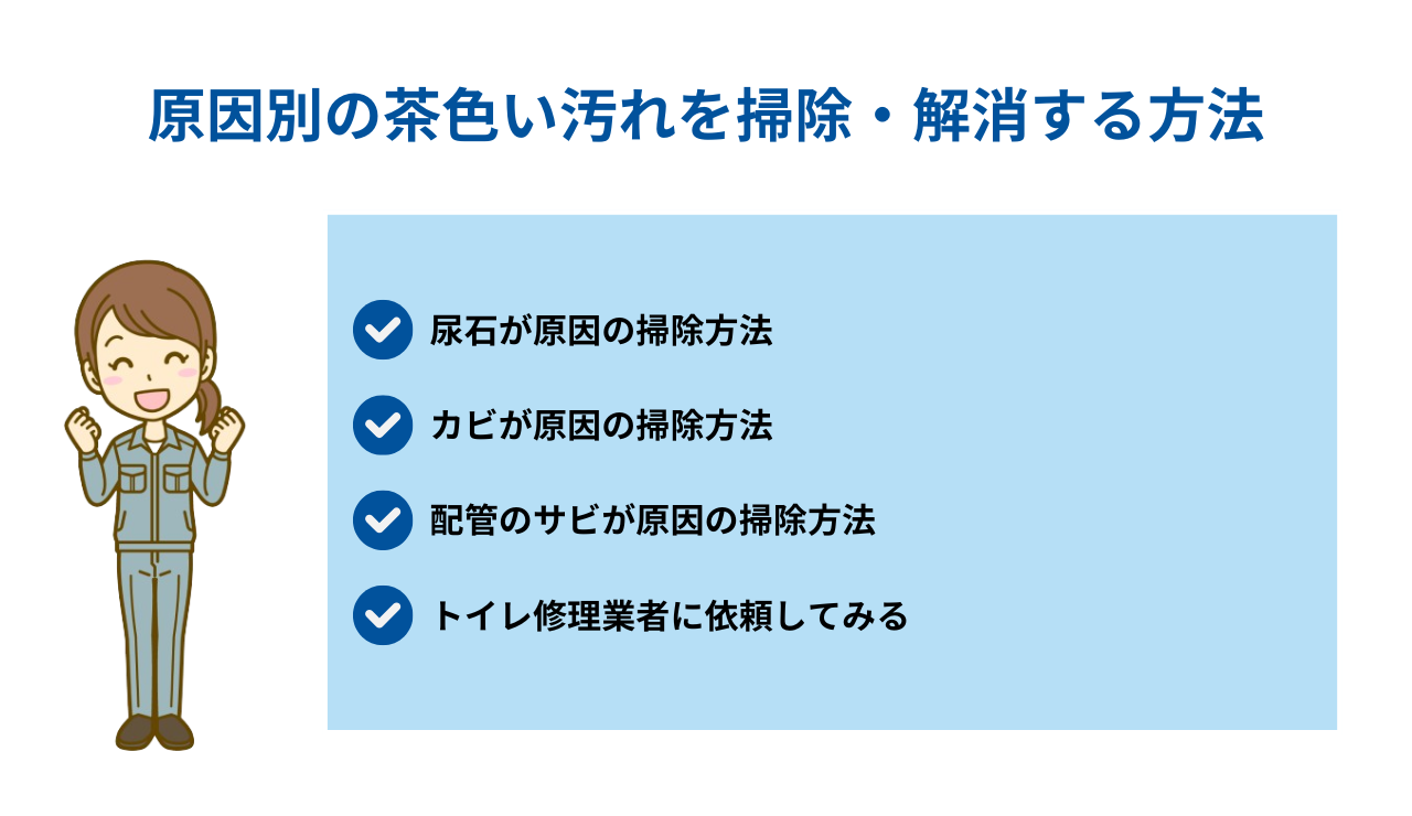 原因別の茶色い汚れを掃除・解消する方法