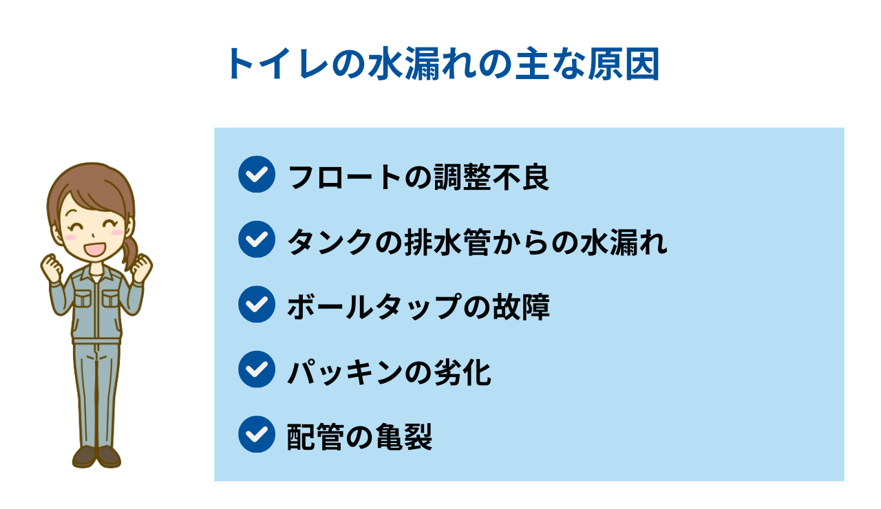 トイレの水漏れの主な原因